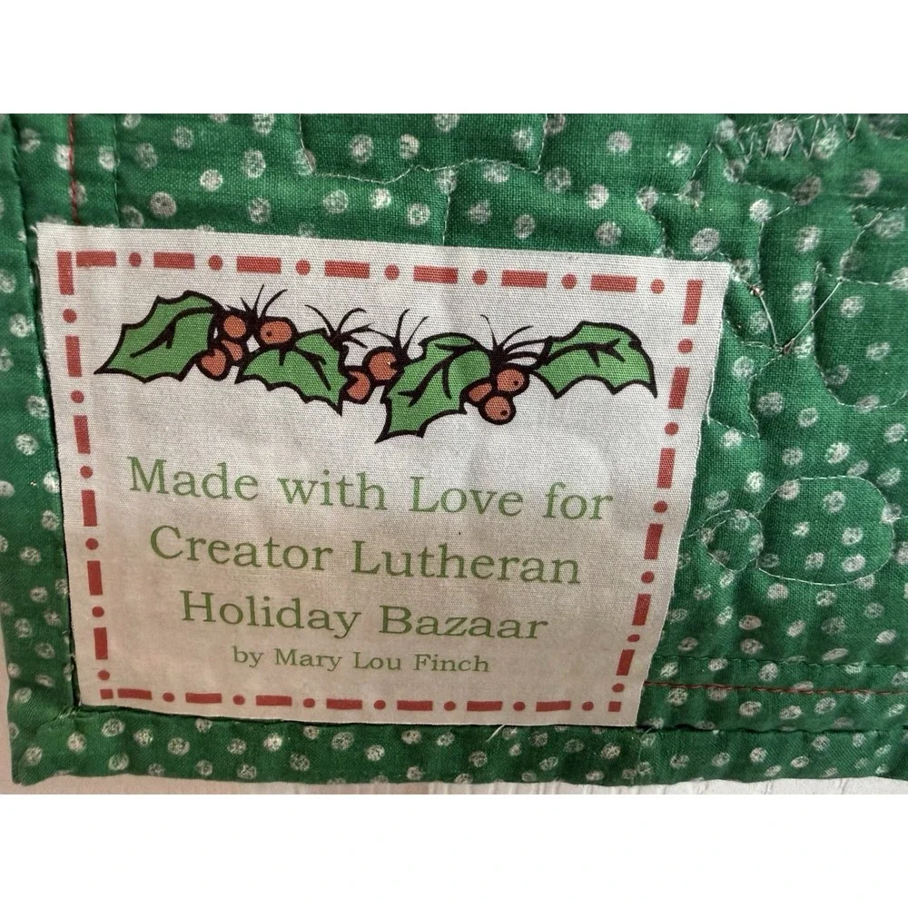 Handmade Quilted Christmas Snowman Wall Hanging Banner Winter Reindeer Fabric